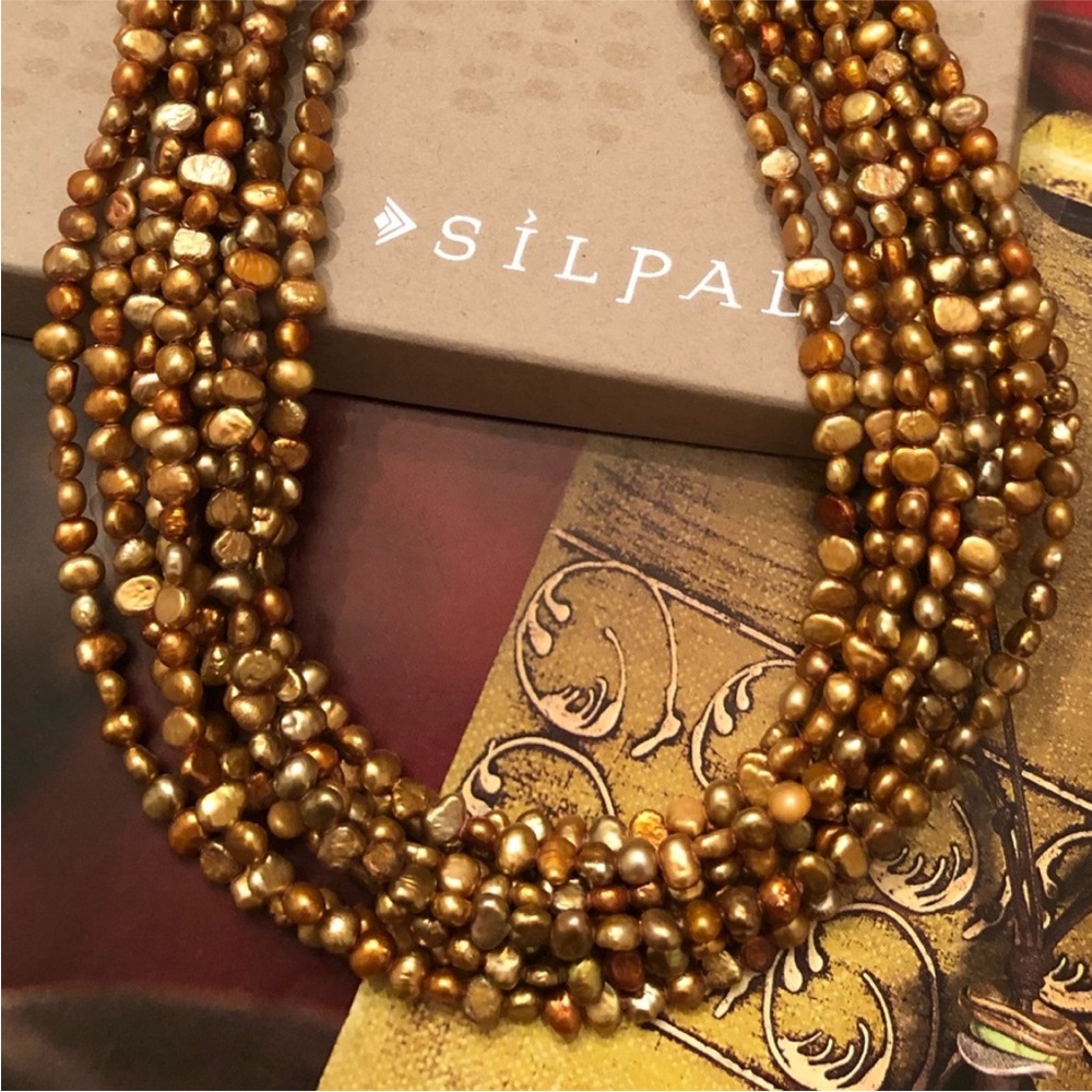 Silpada Copper Pearl Sterling Silver Multi-Strand Necklace N1366